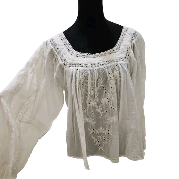 Elegant White Lace Trim Blouse-NWT- Size Medium - Picture 11 of 15